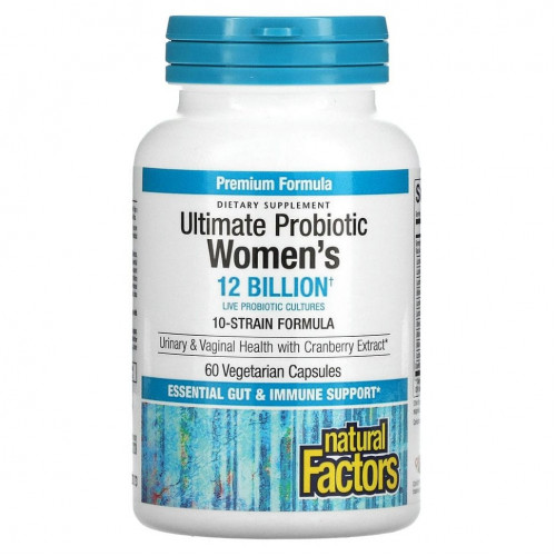 Natural Factors, Ultima Probiotic Women’s, пробиотик для женщин, 12 млрд КОЕ, 60 вегетарианских капсул