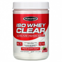 Muscletech, ISO Whey Clear, сверхчистый изолят протеина, Arctic Cherry Blast, 503 г (1,10 фунта)