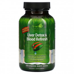 Irwin Naturals, Liver Detox & Blood Refresh, добавка для очистки печени и крови, 60 капсул с жидкостью