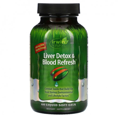 Irwin Naturals, Liver Detox & Blood Refresh, добавка для очистки печени и крови, 60 капсул с жидкостью