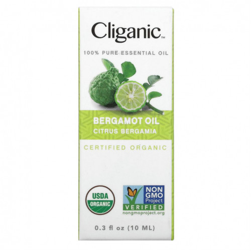 Cliganic, 100% чистое эфирное масло, бергамот, 10 мл (0,3 жидкой унции)