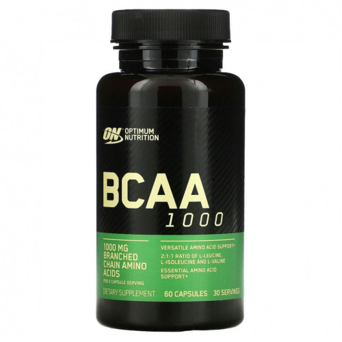 Optimum Nutrition, BCAA 1000 Caps, большая упаковка, 500 мг, 60 капсул