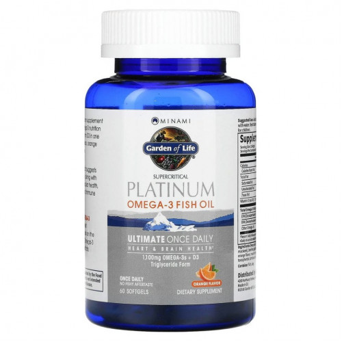 Minami Nutrition, Platinum, рыбий жир Омега-3 со вкусом апельсина, 60 мягких желатиновых капсул