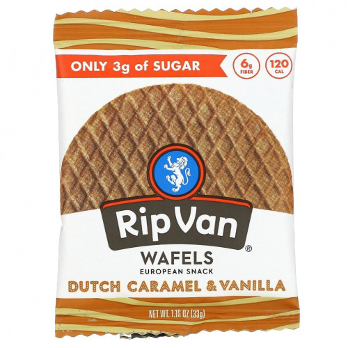 Rip Van Wafels, голландская карамель и ваниль, 33 г (1,16 унции)