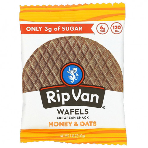 Rip Van Wafels, мед и овес, 33 г (1,16 унции)