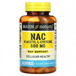 Mason Natural, NAC N-Ацетил-L-цистеин, 60 капсул