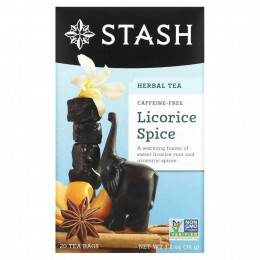 Stash Tea, Травяной чай высшего сорта, лакрица и пряности, без кофеина, 20 чайных пакетиков, 1,2 унции (36 г)