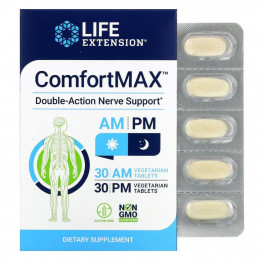 Life Extension, ComfortMAX, поддержка нервной системы двойного действия, для приема утром и вечером, 60 вегетарианских таблеток