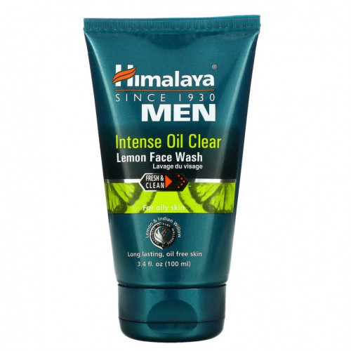 Himalaya, Men, Intense Oil Clear, средство для умывания с лимоном, 3,4 жидких унции (100 мл)