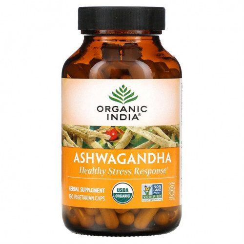 Organic India, ашваганда, 180 вегетарианских капсул