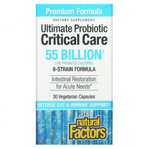 Natural Factors, Ultimate Probiotic Critical Care, 55 миллиардов КОЕ, 30 вегетарианских капсул