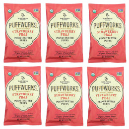 Puffworks, Арахисовая паста, клубника, PB&J, 6 пакетиков по 34 г (1,2 унции)