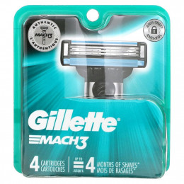 Gillette, Сменные кассеты Mach3, 4 шт.