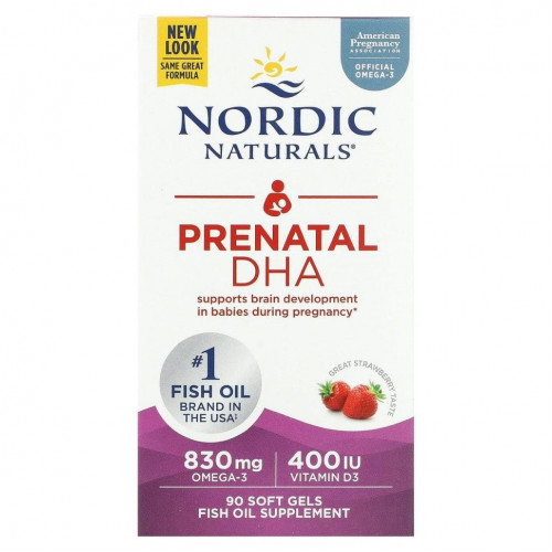 Nordic Naturals, Докозагексановая кислота для беременных, Клубника, 500 мг, 90 капсул