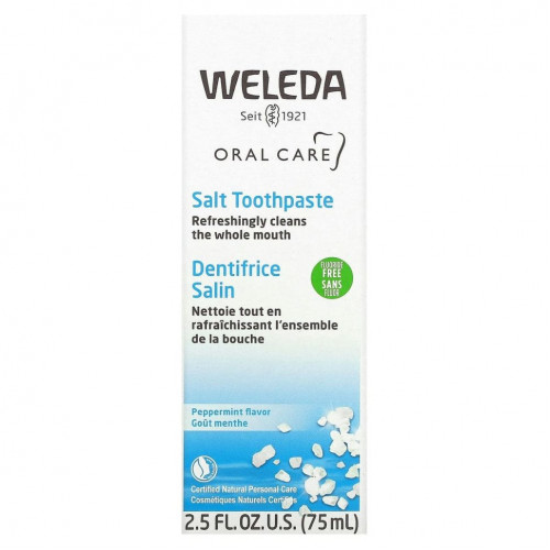 Weleda, Oral Care, солевая зубная паста, без фторидов, со вкусом перечной мяты, 75 мл (2,5 жидк. унции)