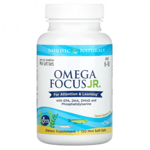 Nordic Naturals, Omega Focus Junior, для детей 6–18 лет, 120 мягких мини-таблеток