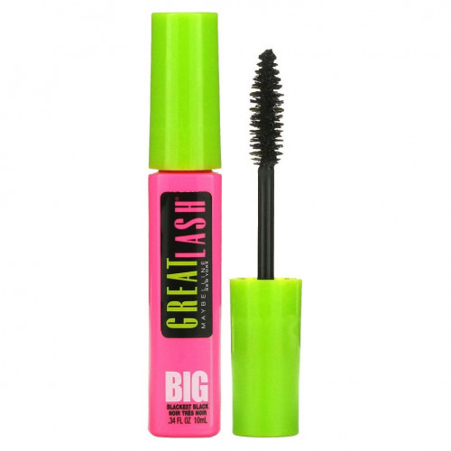 Maybelline, Тушь для ресниц Great Lash Big, оттенок 130 угольно-черный, 10 мл