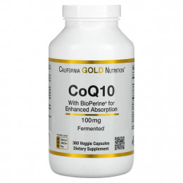 California Gold Nutrition, Коэнзим Q10 класса USP с экстрактом BioPerine, 100 мг, 360 растительных капсул