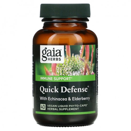 Gaia Herbs, Quick Defense, 40 веганских капсул Liquid Phyto-Caps