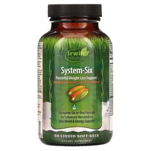 Irwin Naturals, System-Six, средство для снижения веса, 60 капсул с жидкостью