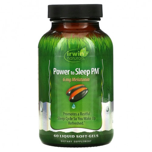 Irwin Naturals, Power to Sleep PM, успокаивающее, 60 капсул с жидкостью