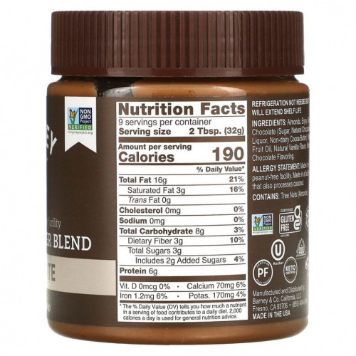 Barney Butter, Barney Butter, Almond Butter Blend, Chocolate, 10 oz (284 g)