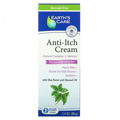 Earth's Care, Anti-Itch Cream, Shea Butter and Almond Oil, 2.4 oz, (68 g)