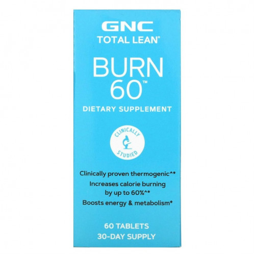 GNC, Total Lean, Burn 60, средство для эффективного сжигания жира, 60 таблеток