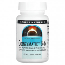 Source Naturals, ферментированный витамин B-6, 25 мг, 120 таблеток для рассасывания