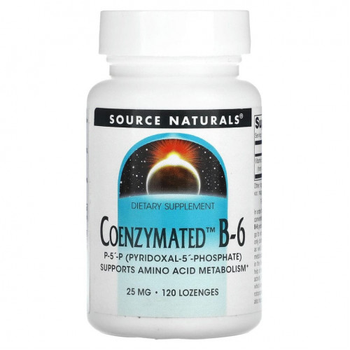 Source Naturals, ферментированный витамин B-6, 25 мг, 120 таблеток для рассасывания