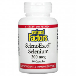 Natural Factors, SelenoExcell, селен, 200 мкг, 90 капсул