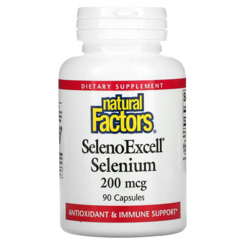 Natural Factors, SelenoExcell, селен, 200 мкг, 90 капсул