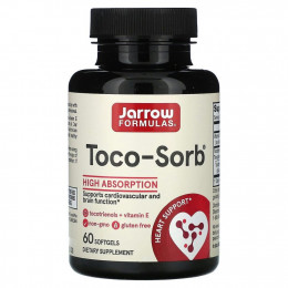 Jarrow Formulas, Toco-Sorb, смесь токотриенолов и витамина Е, 60 мягких таблеток