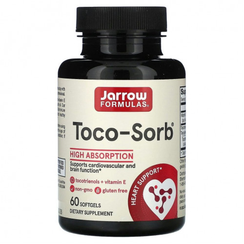 Jarrow Formulas, Toco-Sorb, смесь токотриенолов и витамина Е, 60 мягких таблеток