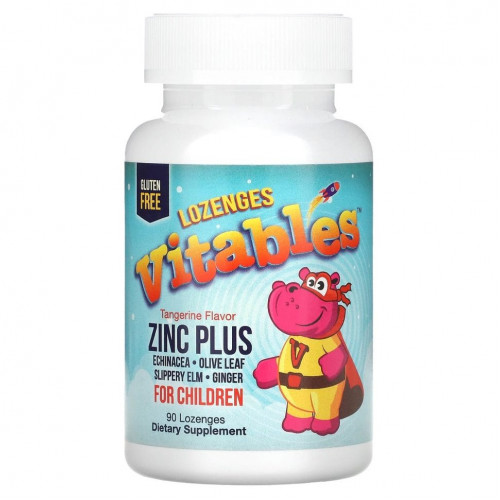 Vitables, Zinc Plus, добавка с цинком для детей, мандариновый вкус, 90 пастилок