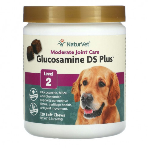 NaturVet, Glucosamine DS Plus, средний уровень поддержки, уровень 2, 120 мягких жевательных конфет, 10,1 унций (288 г)