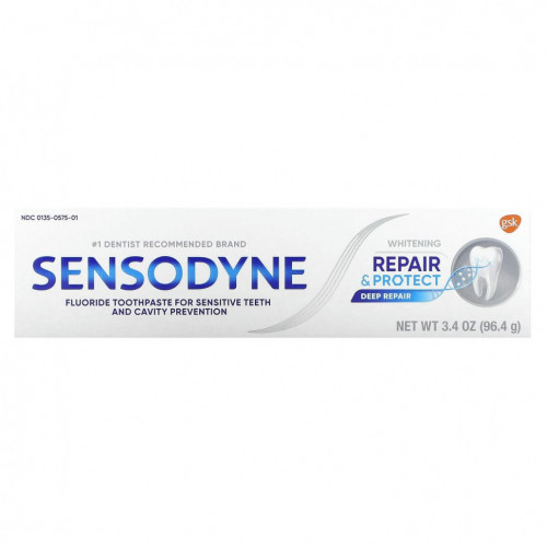 Sensodyne, Отбеливающая зубная паста Repair & Protect с фтором, 96,4 г (3,4 унции)