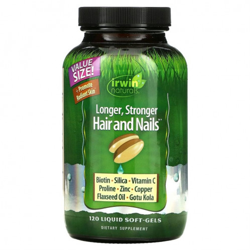 Irwin Naturals, Healthy Skin Hair Plus Nails, 120 мягких желатиновых капсул с жидкостью