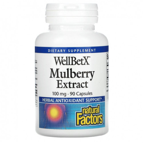 Natural Factors, WellBetX, экстракт шелковицы, 100 мг, 90 капсул