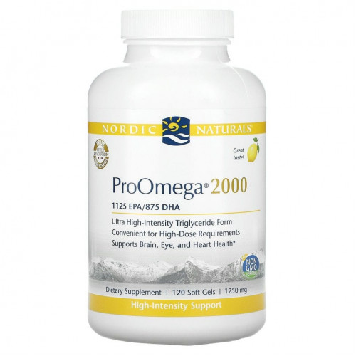 Nordic Naturals, ProOmega 2000, лимон, 1,250 мг, 120 мягких таблеток