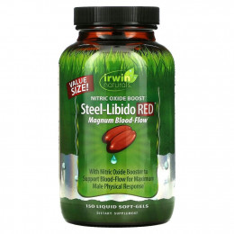 Irwin Naturals, Steel-Libido Red, усиленный кровоток, 150 мягких желатиновых капсул с жидкостью