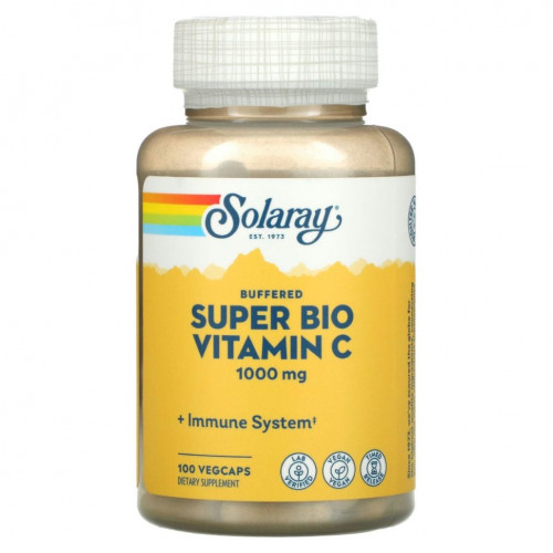 Solaray, Super Bio Vitamin C, витамин C медленного высвобождения, 100 вегетарианских капсул