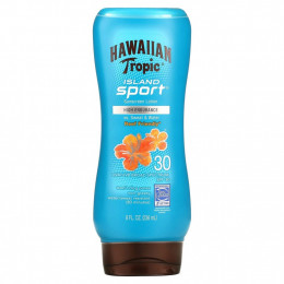 Hawaiian Tropic, Высокоэффективное солнцезащитное средство Island Sport с SPF 30, легкий тропический аромат, 236 мл