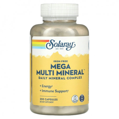 Solaray, Mega Multi Mineral, без железа, 200 капсул