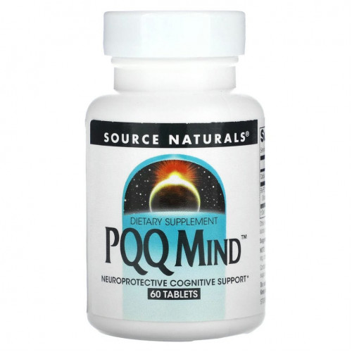 Source Naturals, PQQ для мозга, пирролохинолинхинон, метоксантин, 60 таблеток