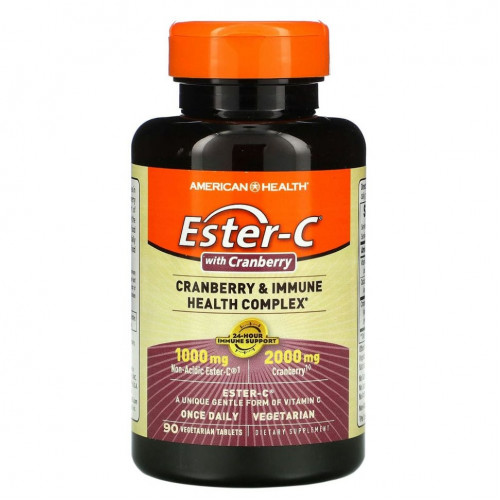 American Health, Ester-C с клюквой, 90 растительных таблеток