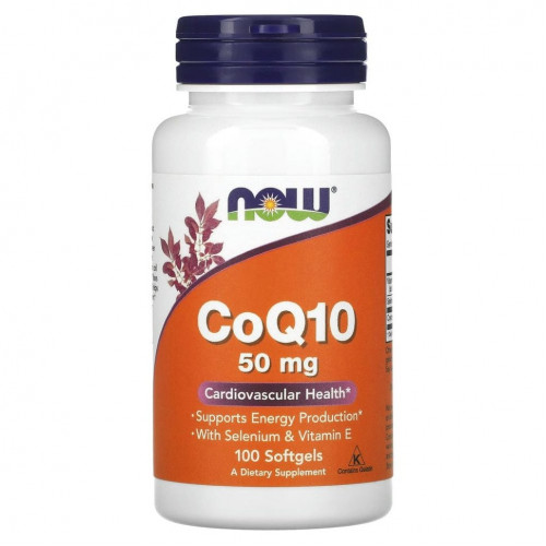 NOW Foods, CoQ10, 50 мг, 100 мягких желатиновых капсул