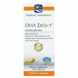 Nordic Naturals, Докозагексаеновая кислота (ДГК) с витамином D3 для младенцев, 60 мл (2 жидкие унции)