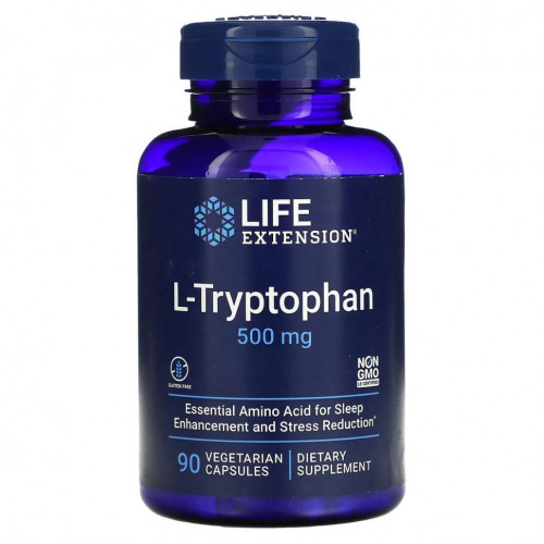 Life Extension, L-триптофан, 500 мг, 90 вегетарианских капсул