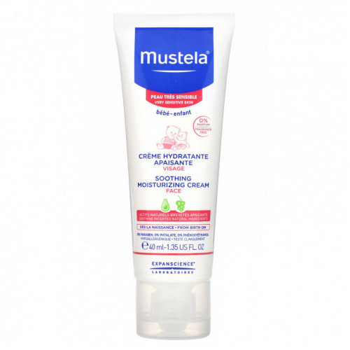 Mustela, Baby, Успокаивающий увлажняющий крем для лица, 1,35 жидкой унции (40 мл)